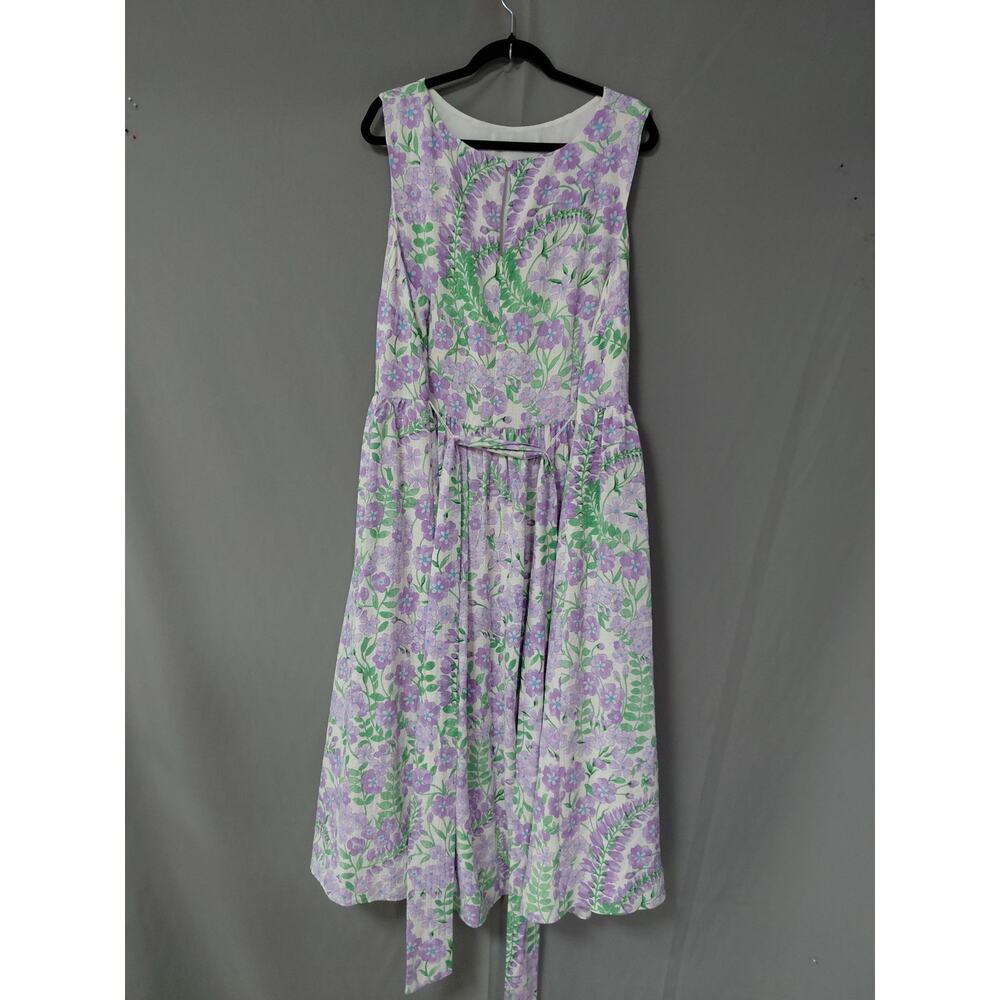 Talbots Plus Purple Green Floral Sleeveless Midi Dress Women Size 20W - Picture 3 of 10